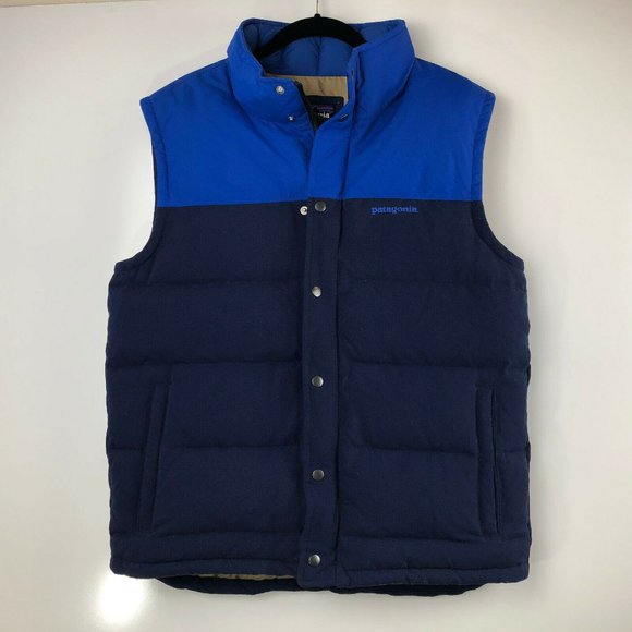 Patagonia Men’s Bivy Down Vest Medium M Blue Navy - Picture 2 of 7
